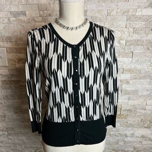 Premise studio cardigan, sweater size S. Diamonds. Black and white. rivet front 
